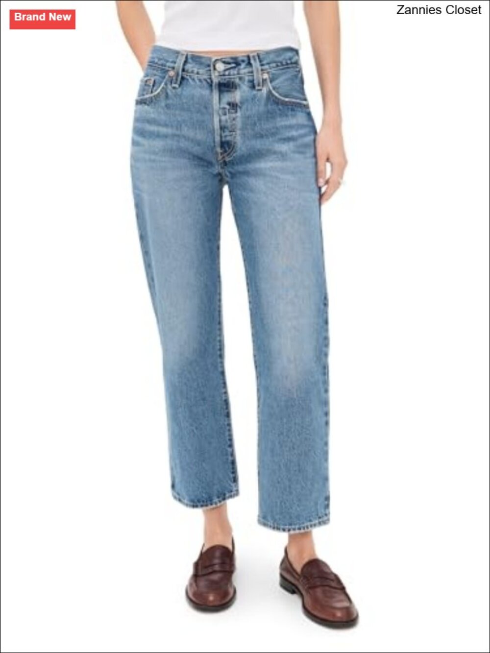Mid Rise Loose Fit Straight Leg Ankle Jeans Casual Denim